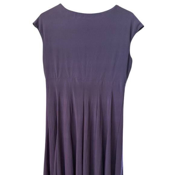 Coldwater Creek Purple Jewel Tone Midi Dress Empire Waist V Neck Fully Lined Sz - Picture 7 of 9